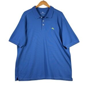 Tommy Bahama Polo Shirt Men XL Blue Emfielder Supima Cotton Short Sleeve Beach